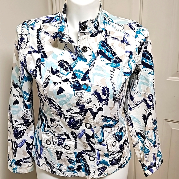Petite Christopher & Banks Butterfly Print Jacket Blazer - Picture 1 of 7